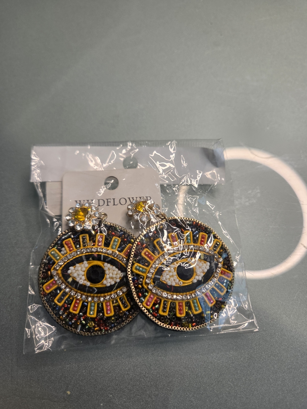 Wildflowers Yellow Multicolor Beaded Eye Dangle Earrings
